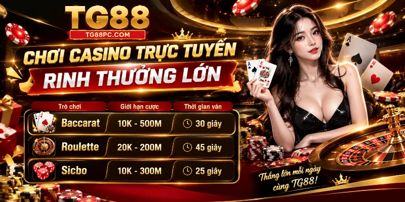 Bàn chơi casino trực tuyến cùng dealer và phần thưởng lớn
